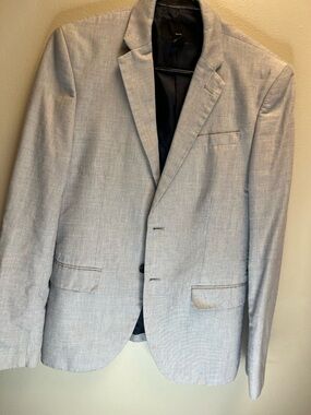 H&M Light Gray Men's Blazer - Single-Breasted Sport Coat